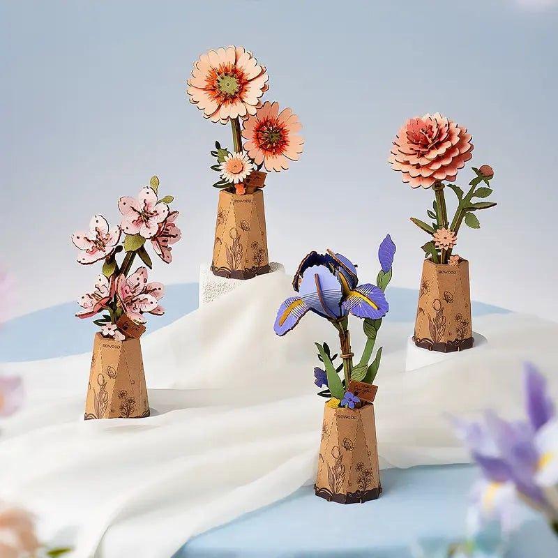 Puzzle 3d Flor Iris Morado de Madera para Armar – Robotime Rowood-4