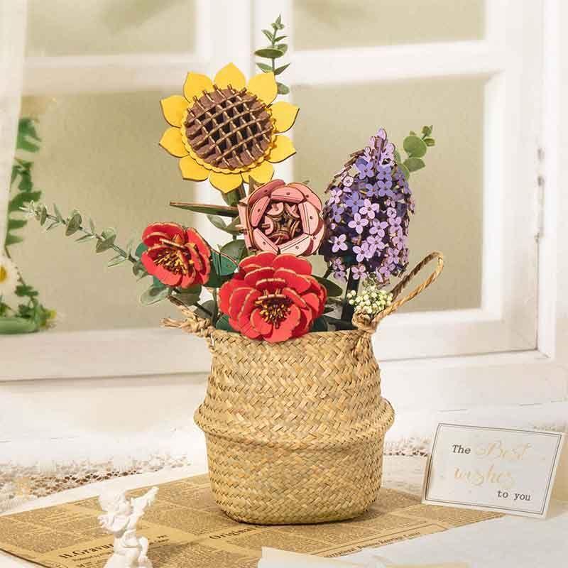 💐 Ramo de Flores de Madera 3D Rowood TW01H – Wooden Flower Bouquet-3