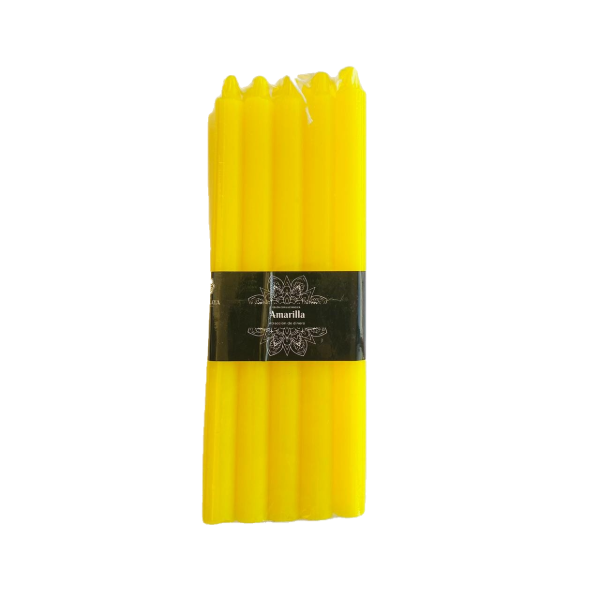 Vela Larga Amarilla 20 cms - Pack 10 U  5 Horas-0
