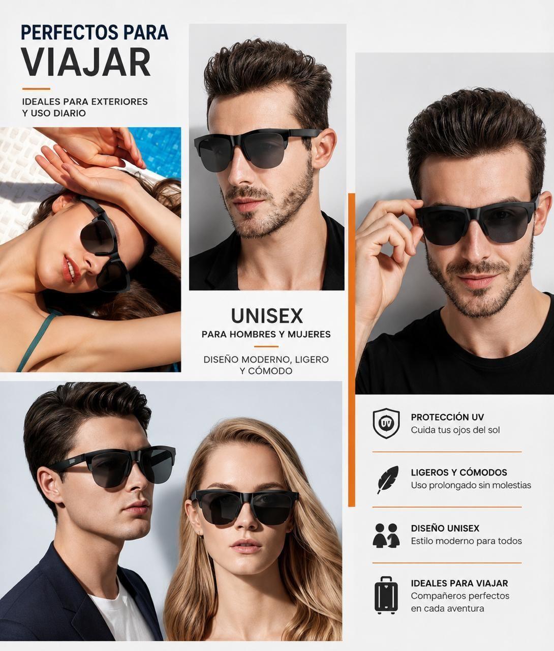 Lentes Inteligentes Gafas Bluetooth con Audio Integrado Microfono Control Touch-4