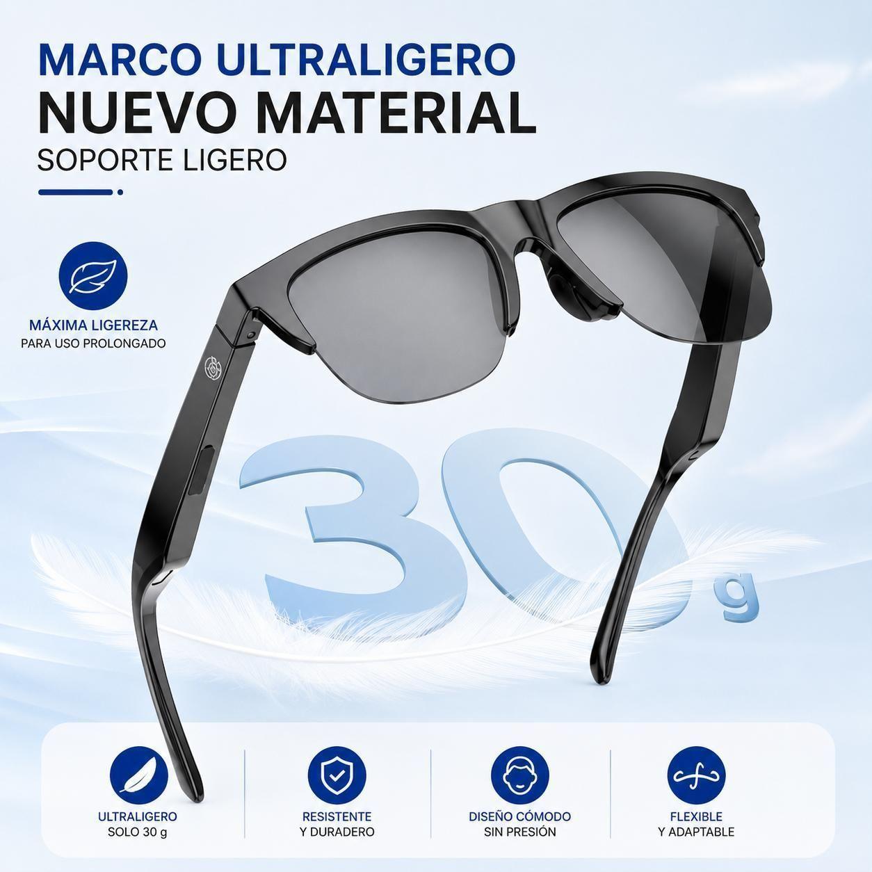 Lentes Inteligentes Gafas Bluetooth con Audio Integrado Microfono Control Touch-6