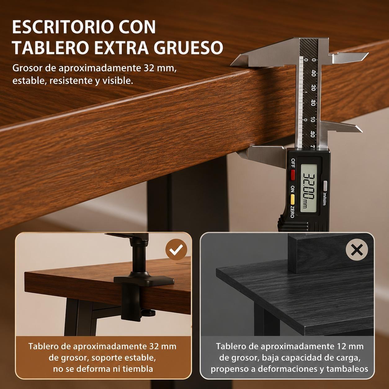Escritorio Gamer Premium 140x60 cm Reforzado Tablero 32 mm Acero 40x40 Home Office-7