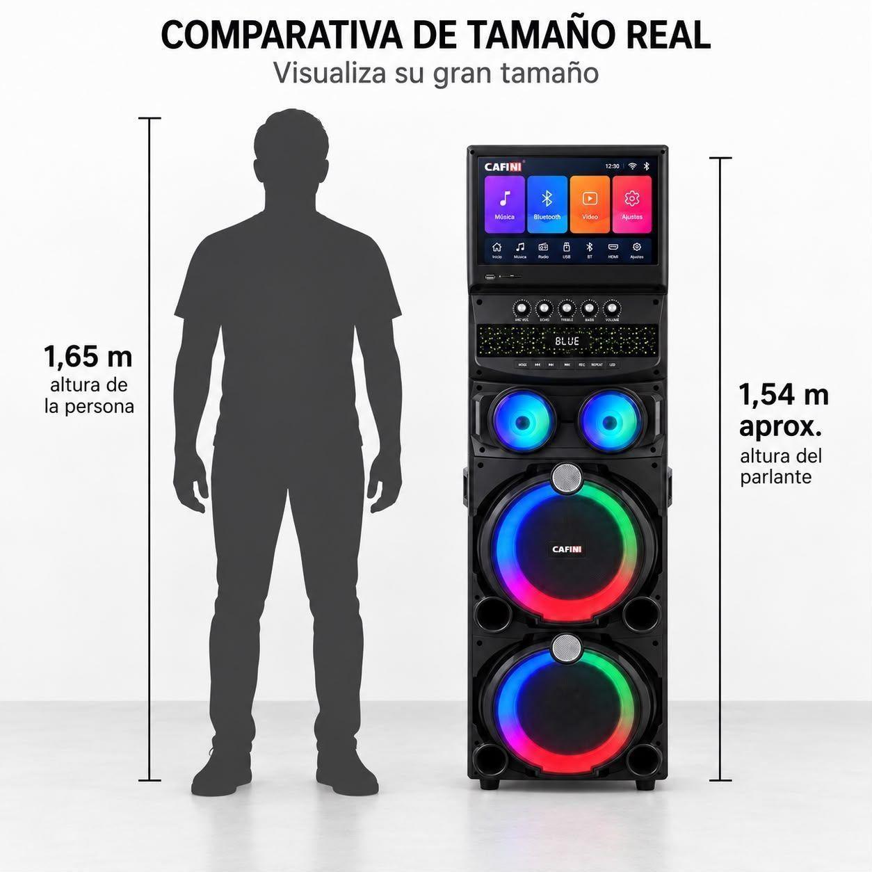 Torre de Sonido Karaoke Cafini C S992P 160W Pantalla T ctil 15 4 Pulgadas Incluye 2 Microfonos-2
