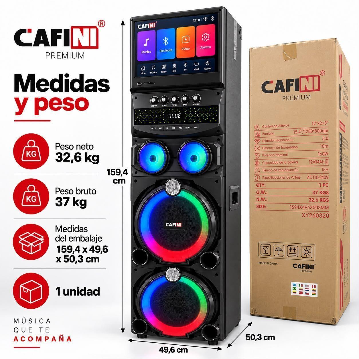 Torre de Sonido Karaoke Cafini C S992P 160W Pantalla T ctil 15 4 Pulgadas Incluye 2 Microfonos-3
