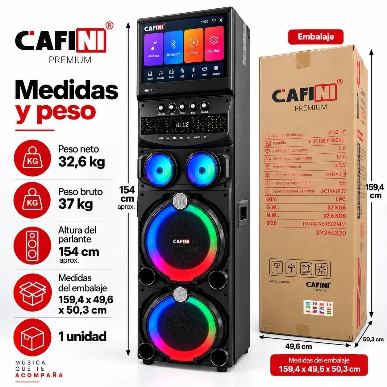 Torre de Sonido Karaoke Cafini C S992P 160W Pantalla T ctil 15 4 Pulgadas Incluye 2 Microfonos-4