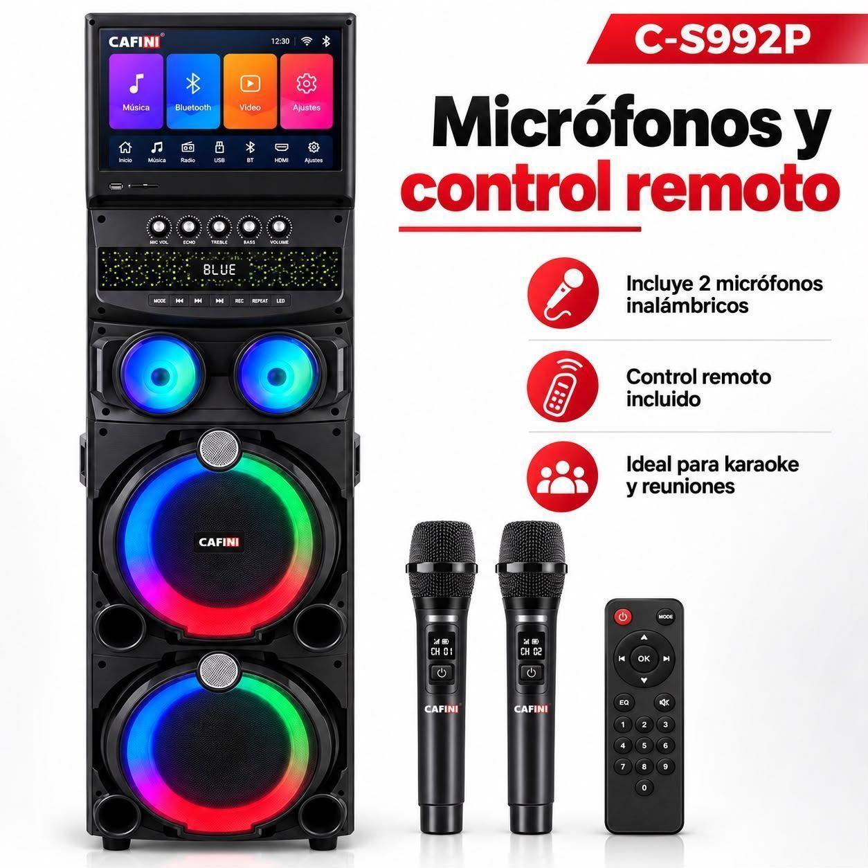 Torre de Sonido Karaoke Cafini C S992P 160W Pantalla T ctil 15 4 Pulgadas Incluye 2 Microfonos-5