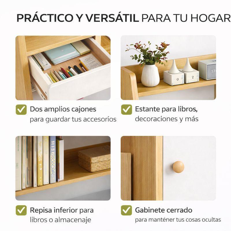 Escritorio Moderno Con Estantería y Cajones 110x80x48-2