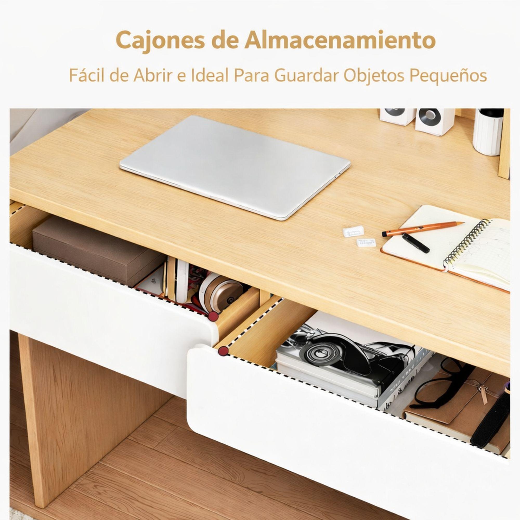 Escritorio Moderno Con Estantería y Cajones 110x80x48-4