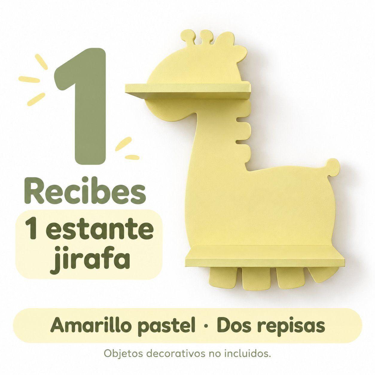 Estante Repisa de Pared Jirafa Amarillo Pastel 31x11x40 cm con 2 Niveles -6