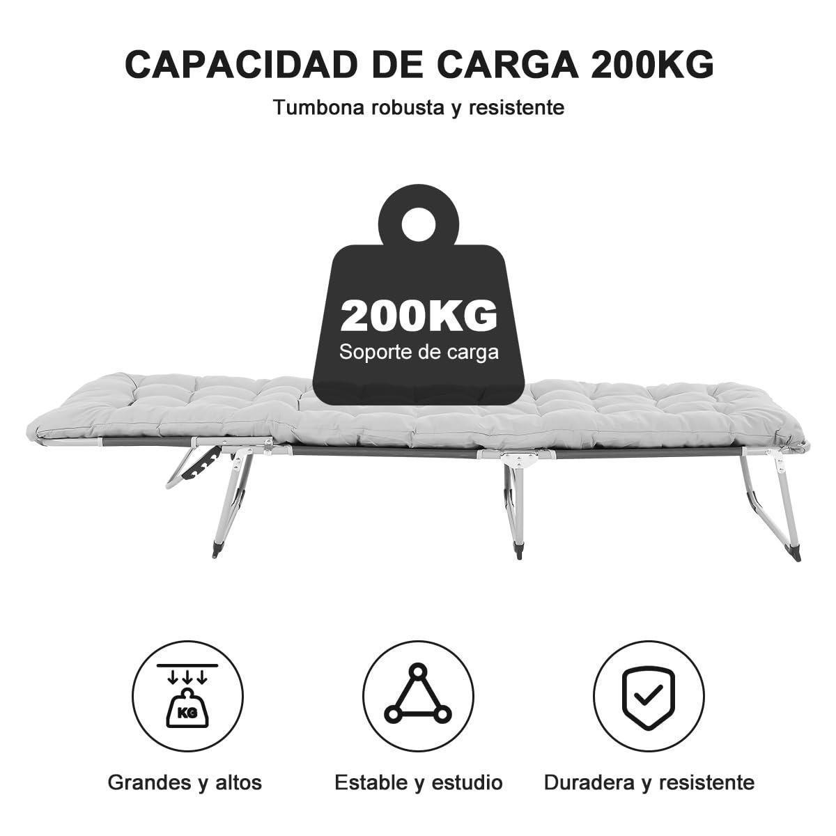 Cama Portatil Premium Gran Tamano 190x70x29 Silla De Camping Plegable-5
