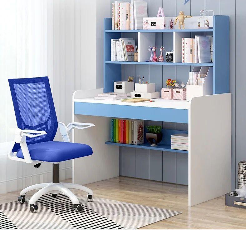 Escritorio Escolar Con Repisas Superiores Azul-0