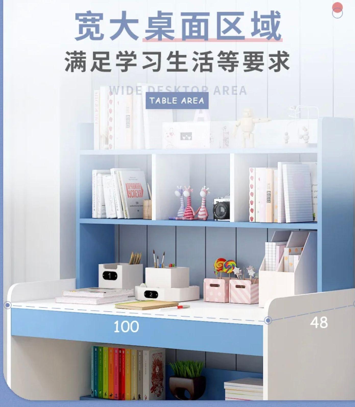 Escritorio Escolar Con Repisas Superiores Azul-4