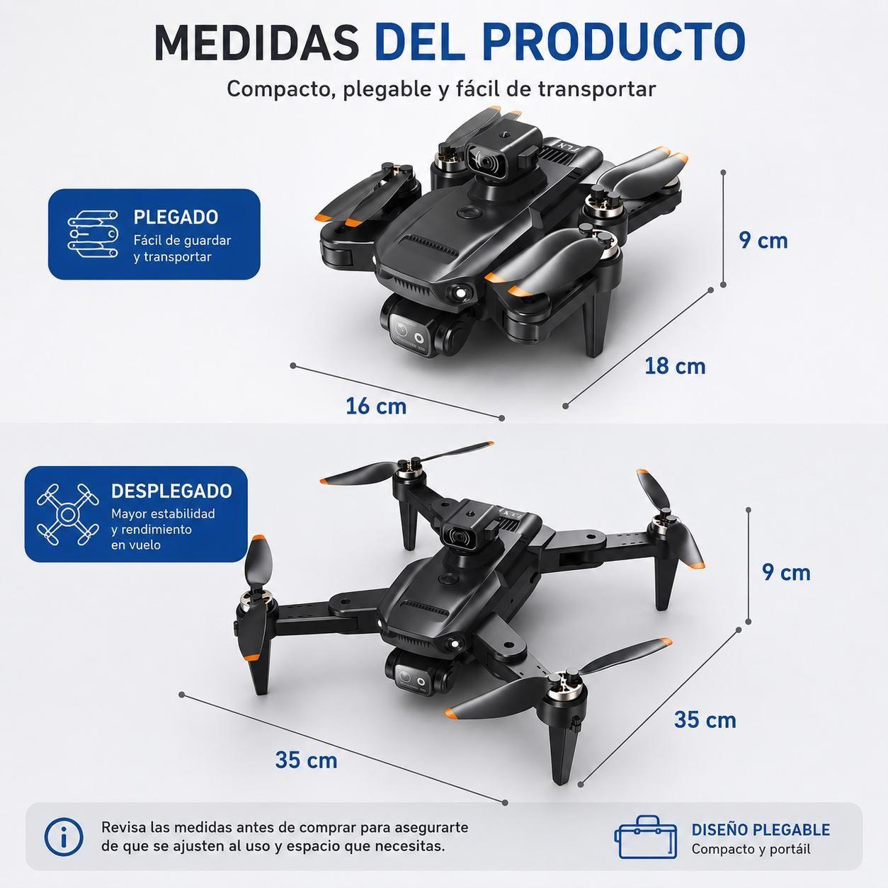 Dron Plegable 4K GPS con C mara Dual Evasi n 360 Control y Bolso-2