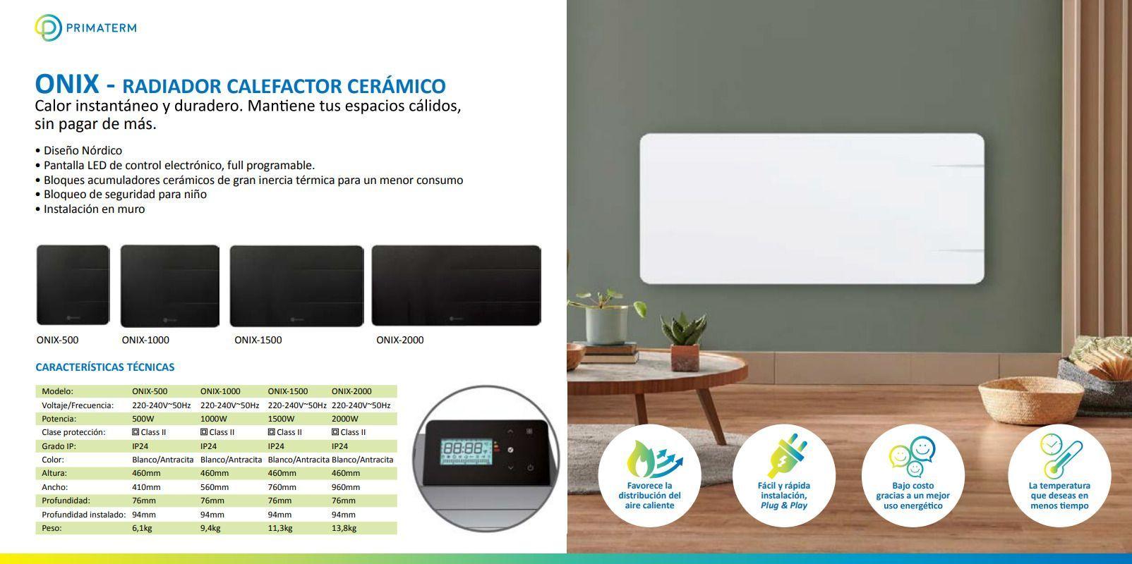 Estufa Radiador Calefactor Ónix Cerámico Antracita 1000W PRIMATERM-6