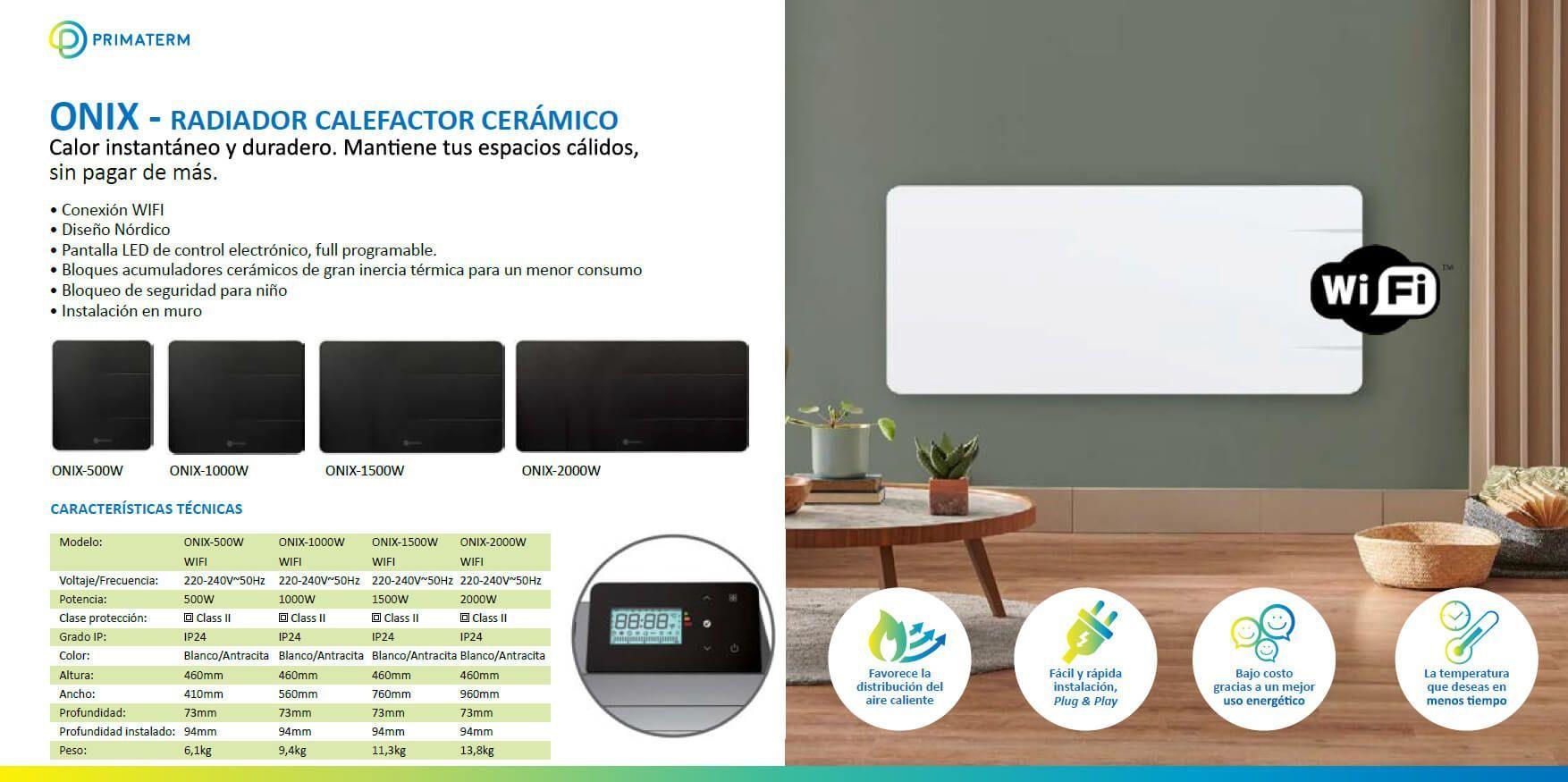 Estufa Radiador Calefactor Ónix Cerámico Wifi Blanco 1500w PRIMATERM-7