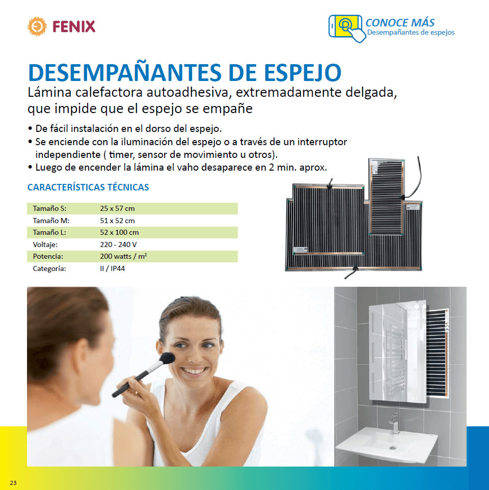 Desempañante Espejo Vision S 25x57cm FENIX -7