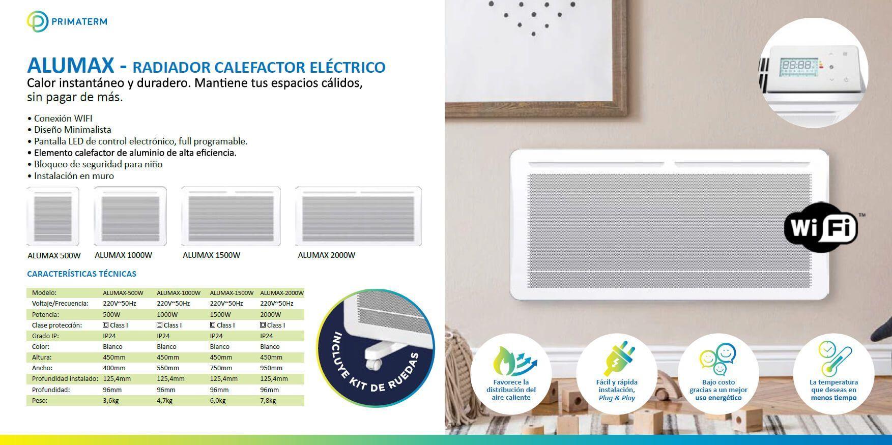 Estufa Calefactor Eléctrico Alumax Wifi 1000w PRIMATERM-7