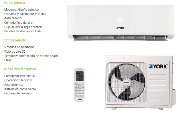 Aire Acondicionado Inverter 18.000 BTU YORK-3