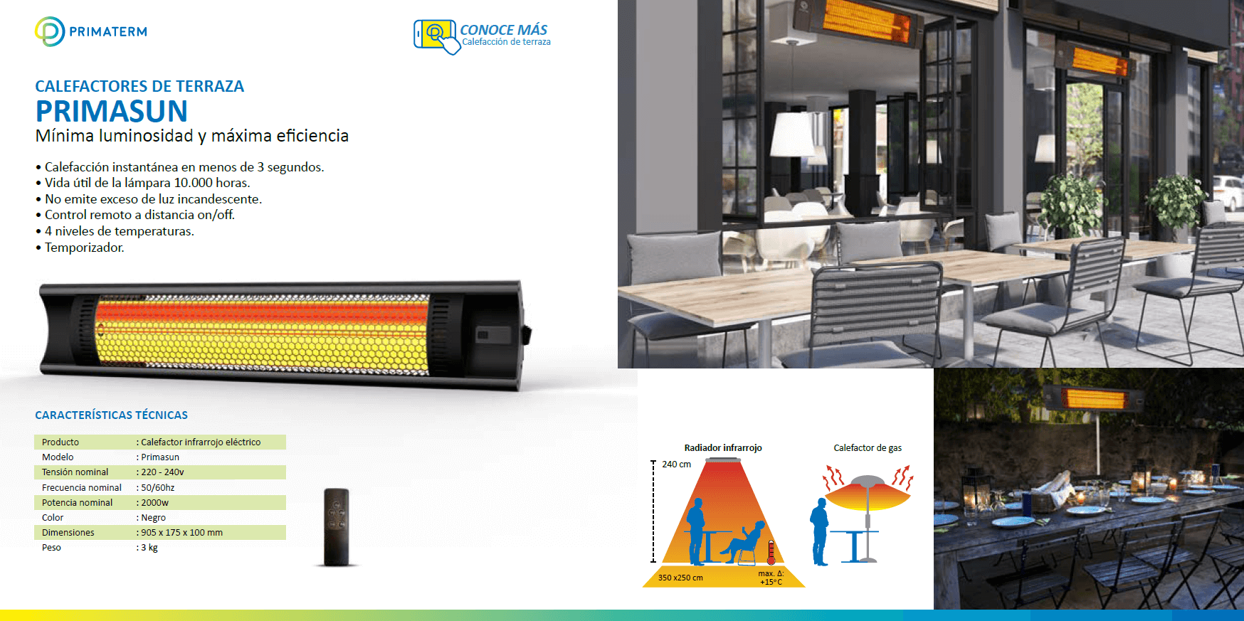 Calefactor de Terraza Primasun 2000w PRIMATERM-6