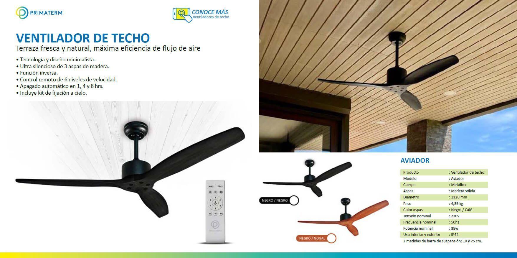 Ventilador de Techo Aviador Nogal Ajustable 52 Pulgadas PRIMATERM-5