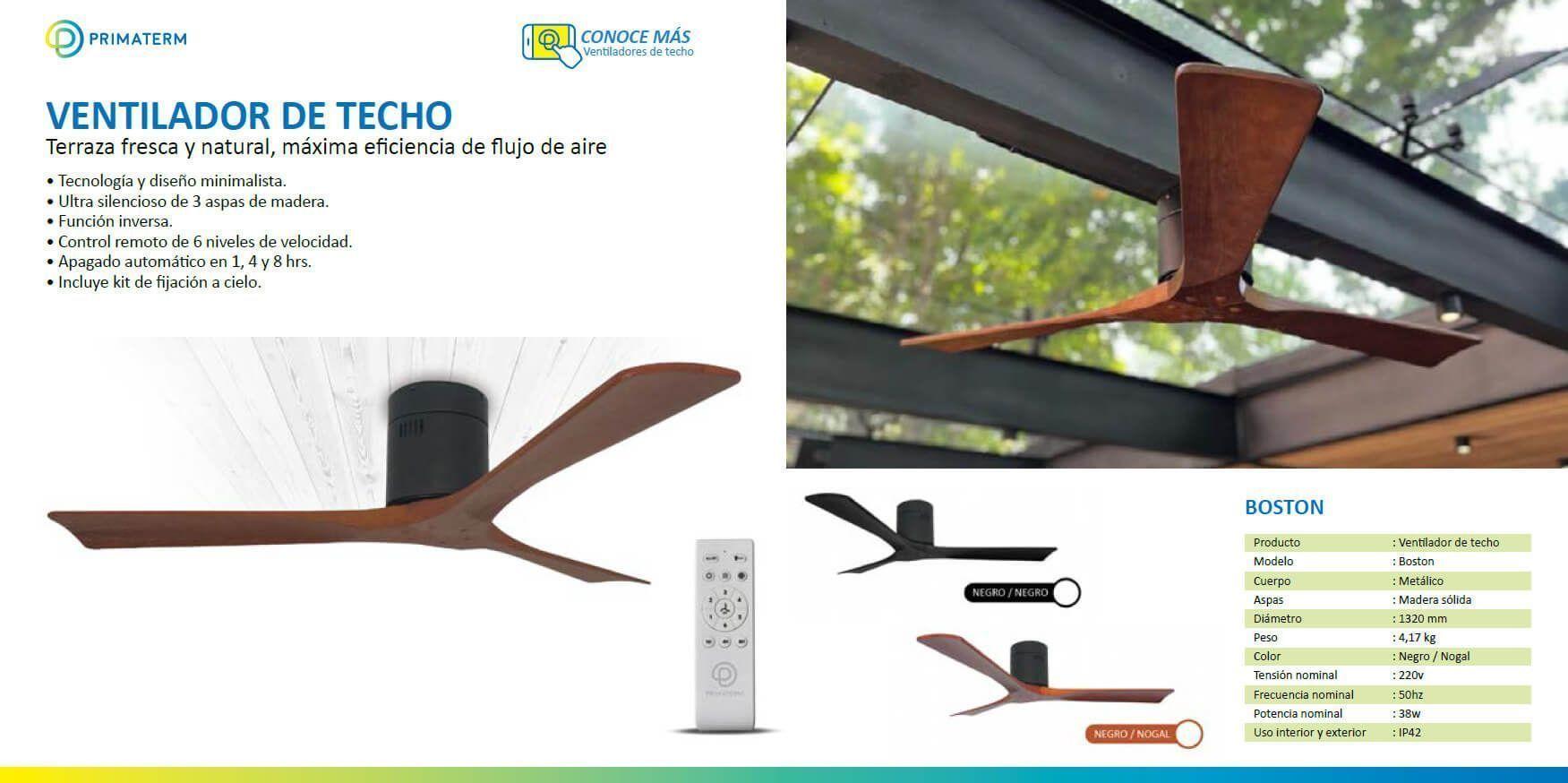Ventilador de Techo Boston Nogal 52 Pulgadas PRIMATERM-4