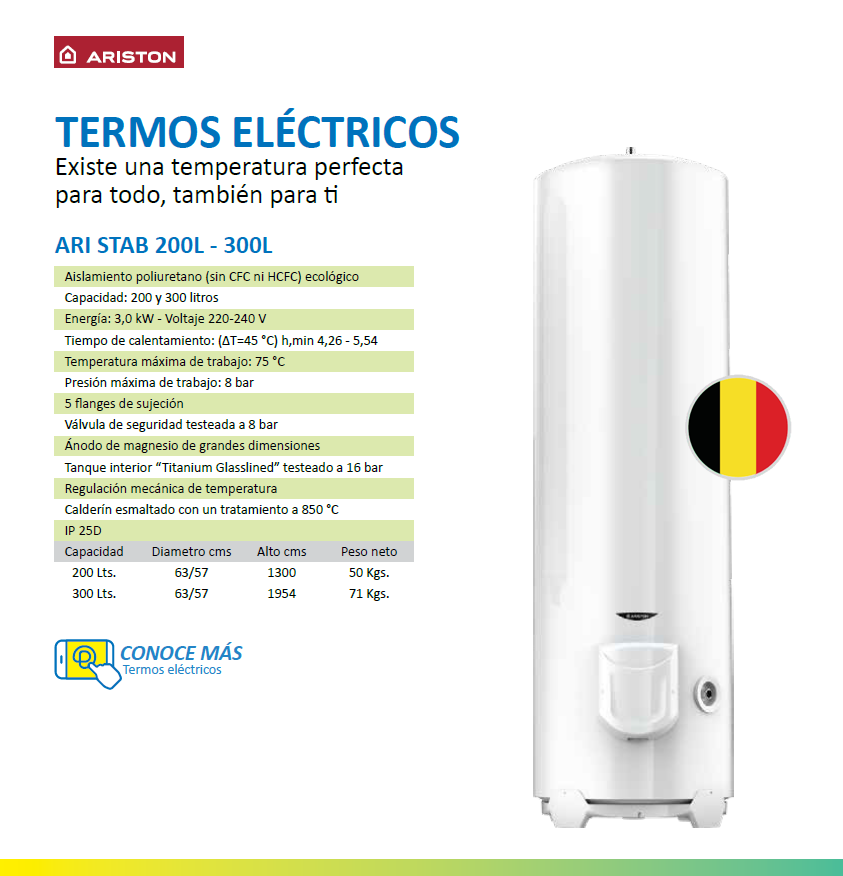 Termo Eléctrico Ari Stab 200 Litros 3000w Piso - Vertical ARISTON-6