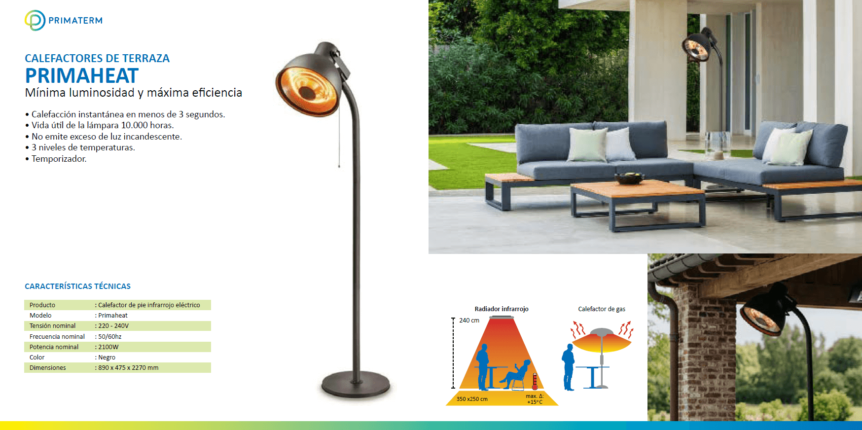 Calefactor de Terraza Primaheat 3 Potencias 2000W PRIMATER-5