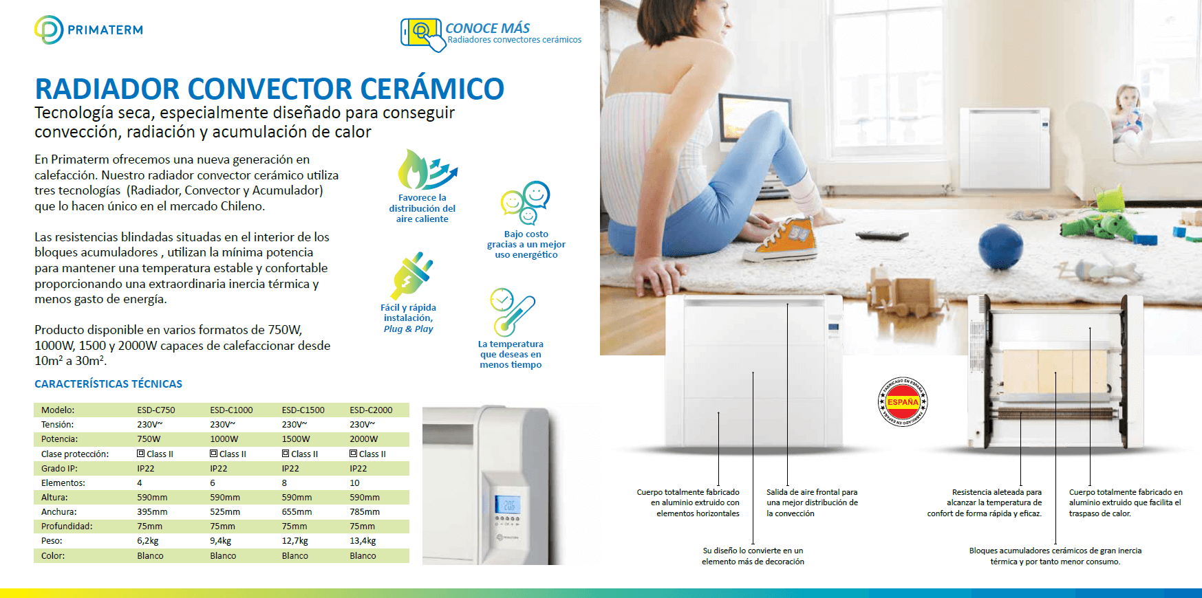 Calefactor Radiador Cerámico Ecoslim 2000w PRIMATERM-5