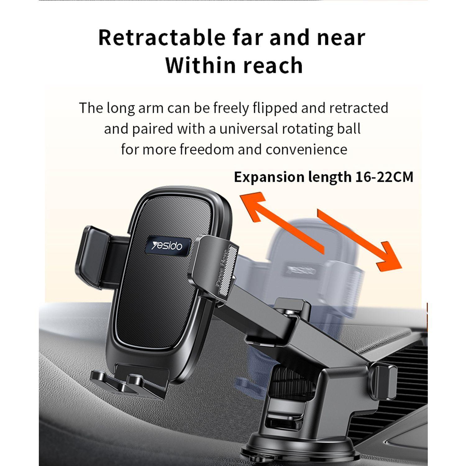 Soporte Celular Para Auto Con Ventosa Y Rotación 360° Brazo Retractil Yesido C262-3