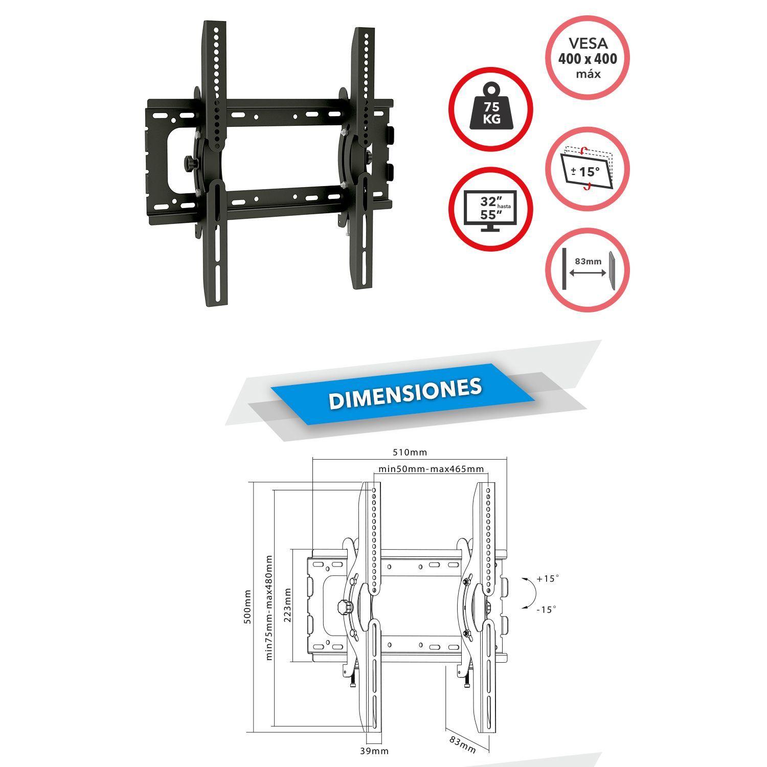 Soporte Para Tv Led Lcd Universal 32 55 Pulgadas Dinon 9077 Negro-2