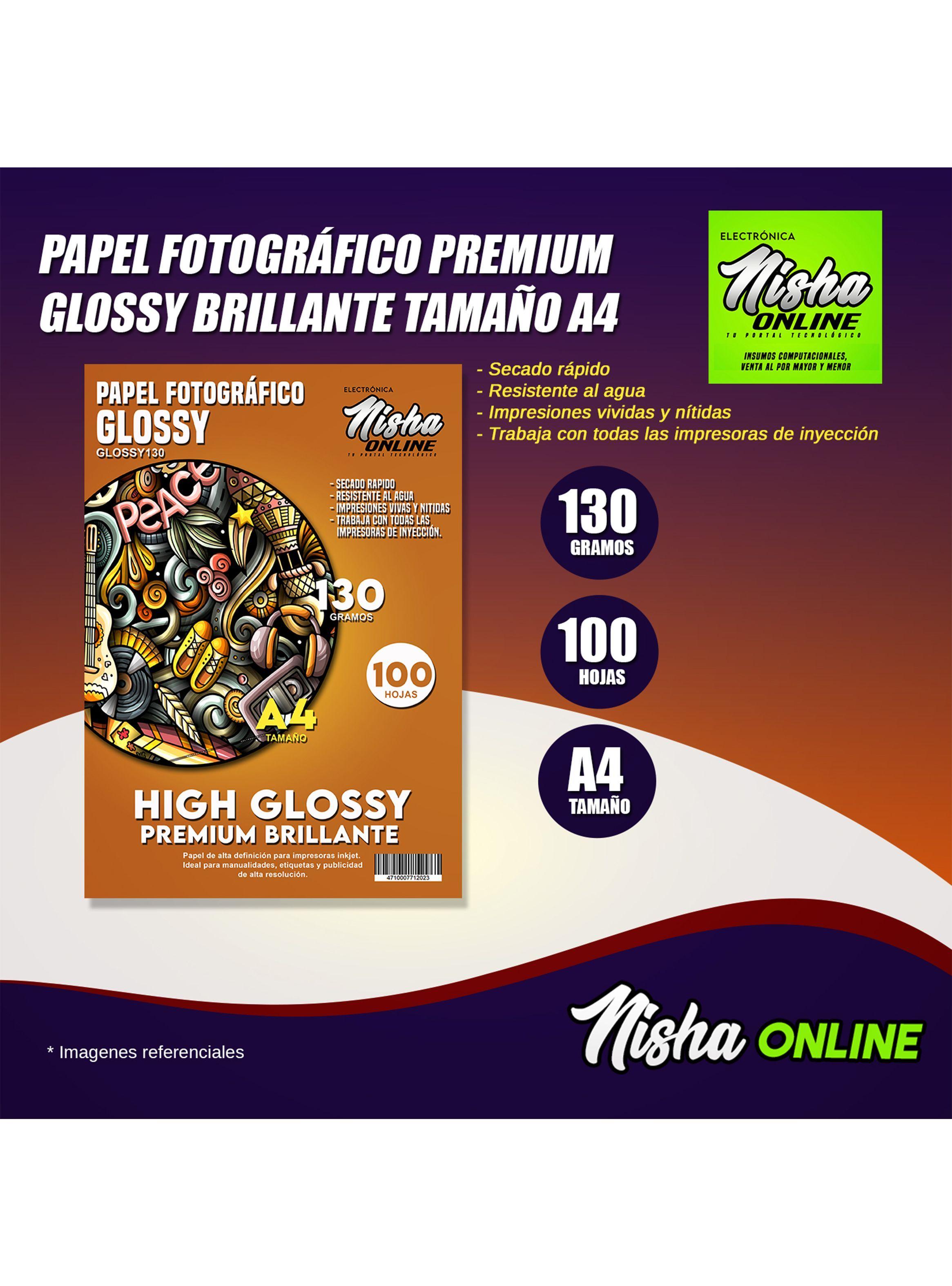 Papel Fotográfico Premium Glossy Brillante A4 130gr 100 Hojas-2