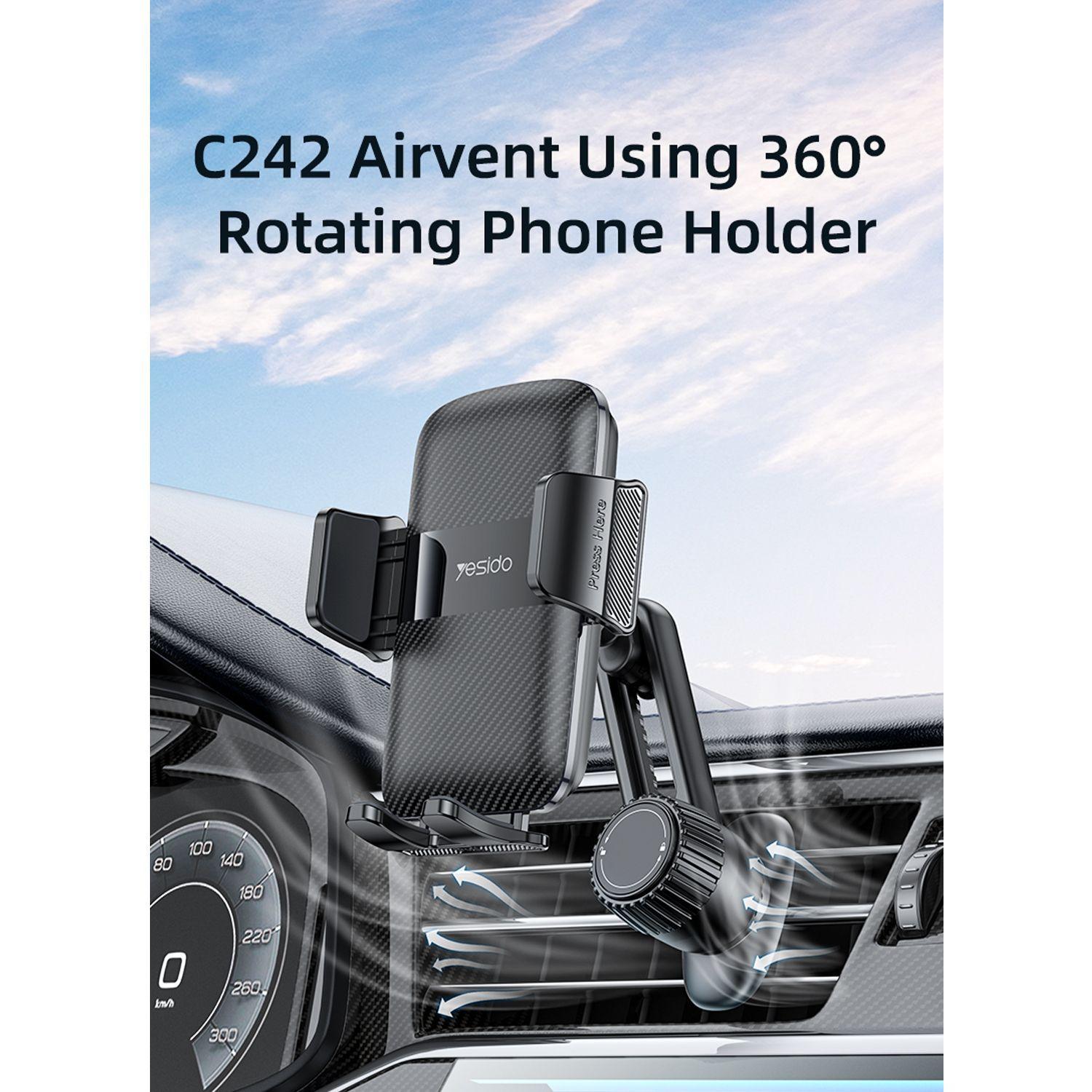 Soporte Celular para Auto Clip Ajustable 360° para Salida de Aire Yesido C242-2