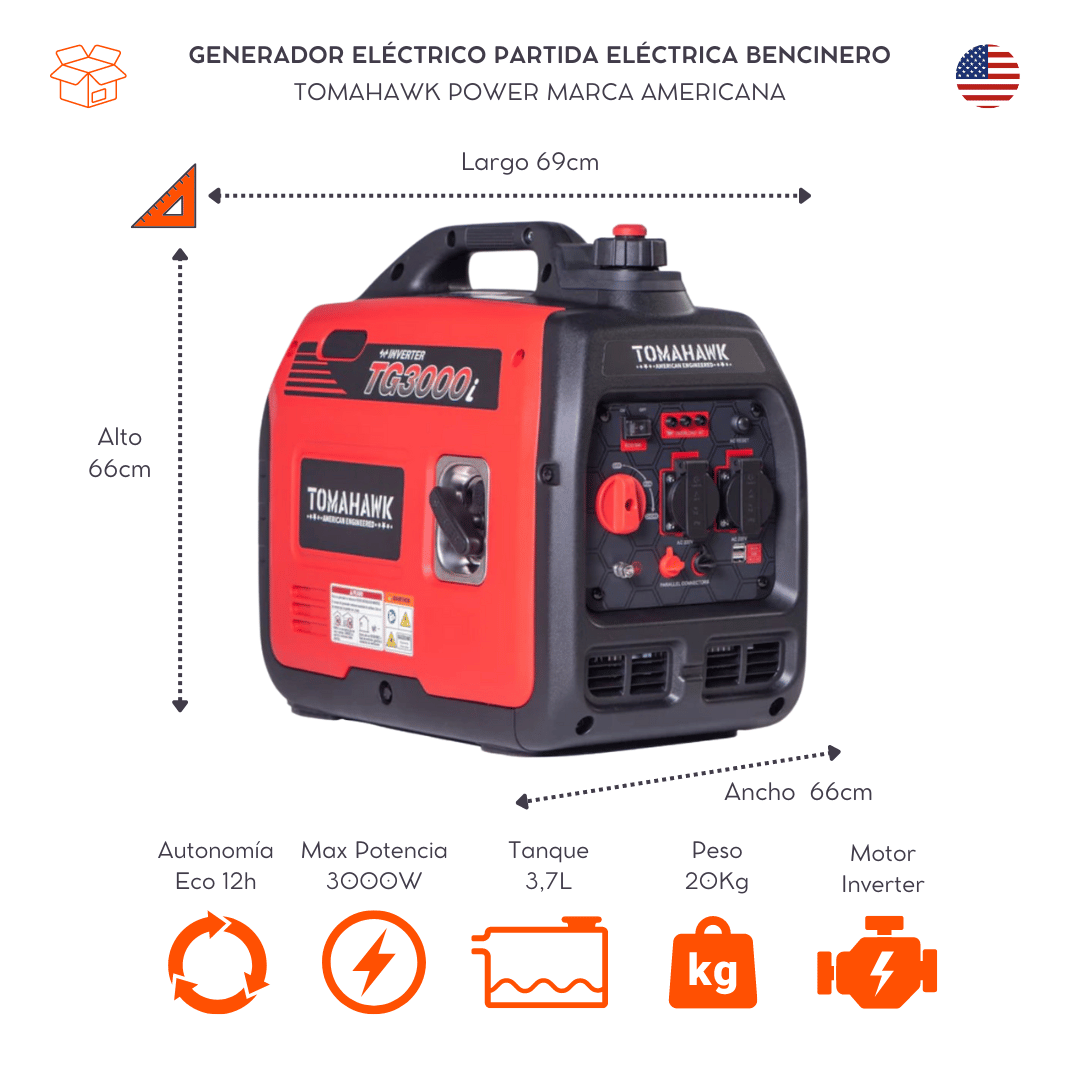 Generador 3.0Kw Inverter Tomahawk Power TG3000i-1