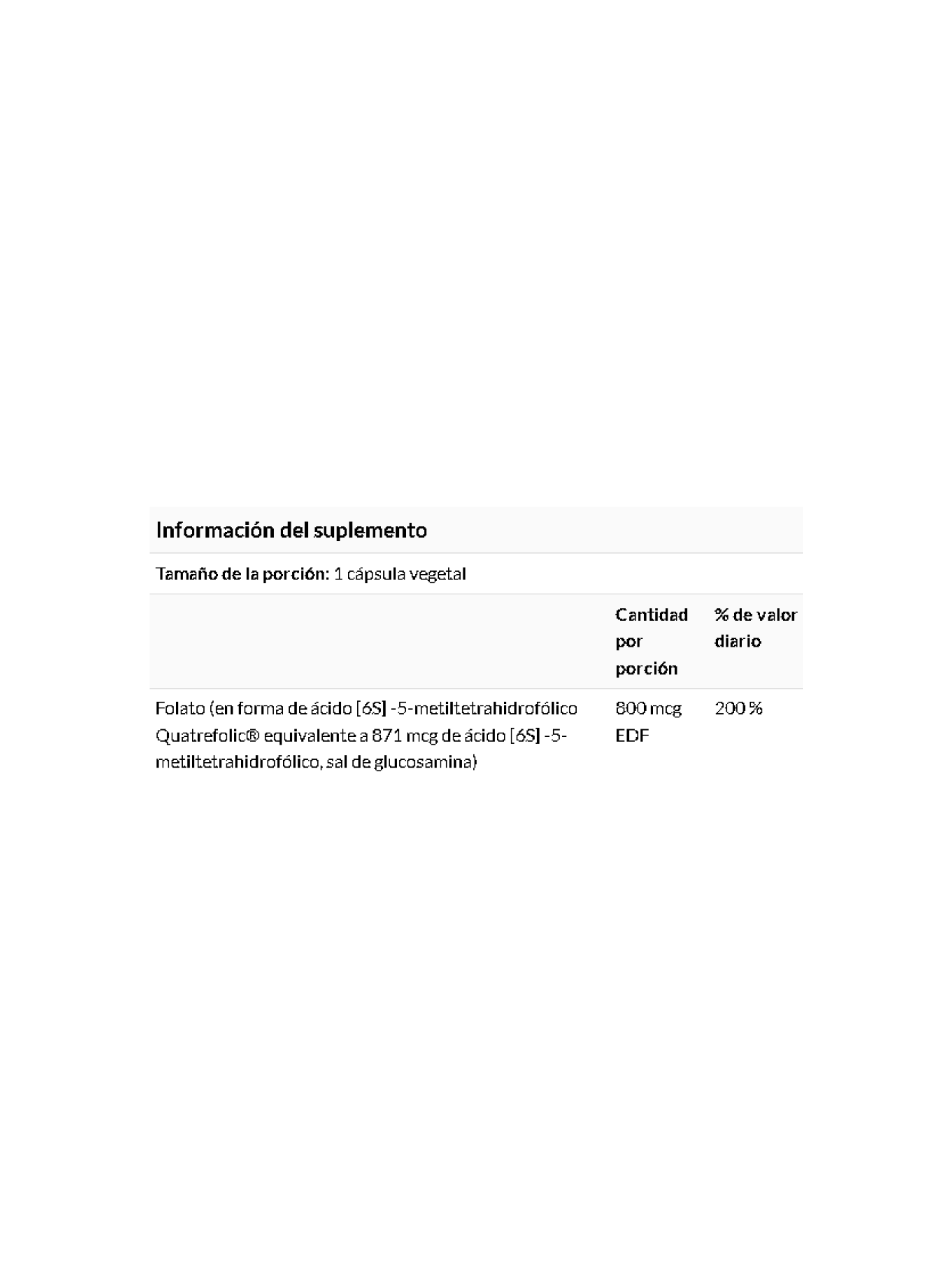 Folato Ácido 5-metiltetrahidrofólico 800 mcg 30 cápsulas Swanson-1