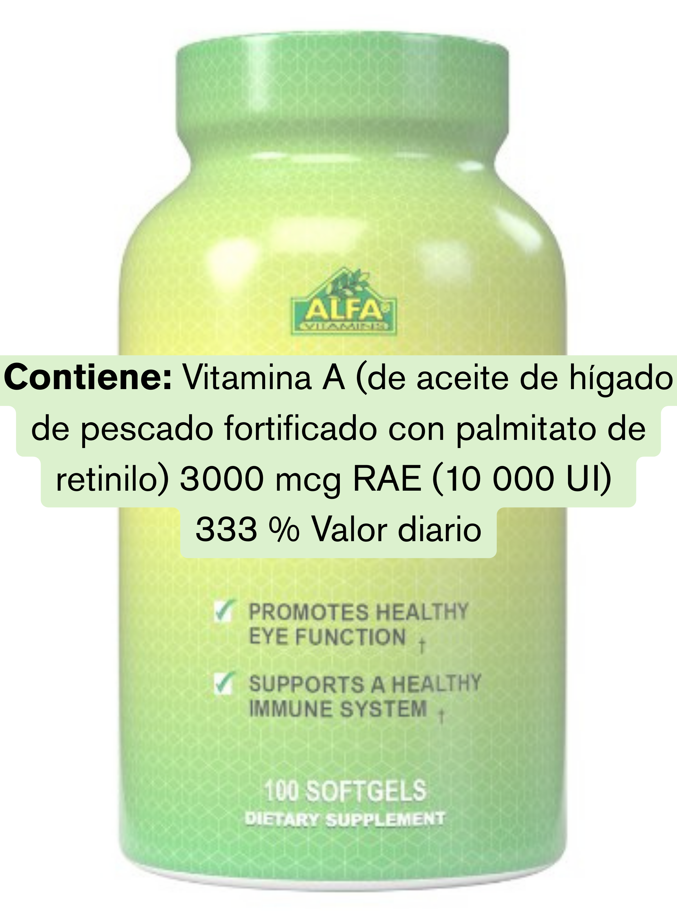 Vitamina A 10000 UI 100 cápsulas blandas Alfa Vitamins-1