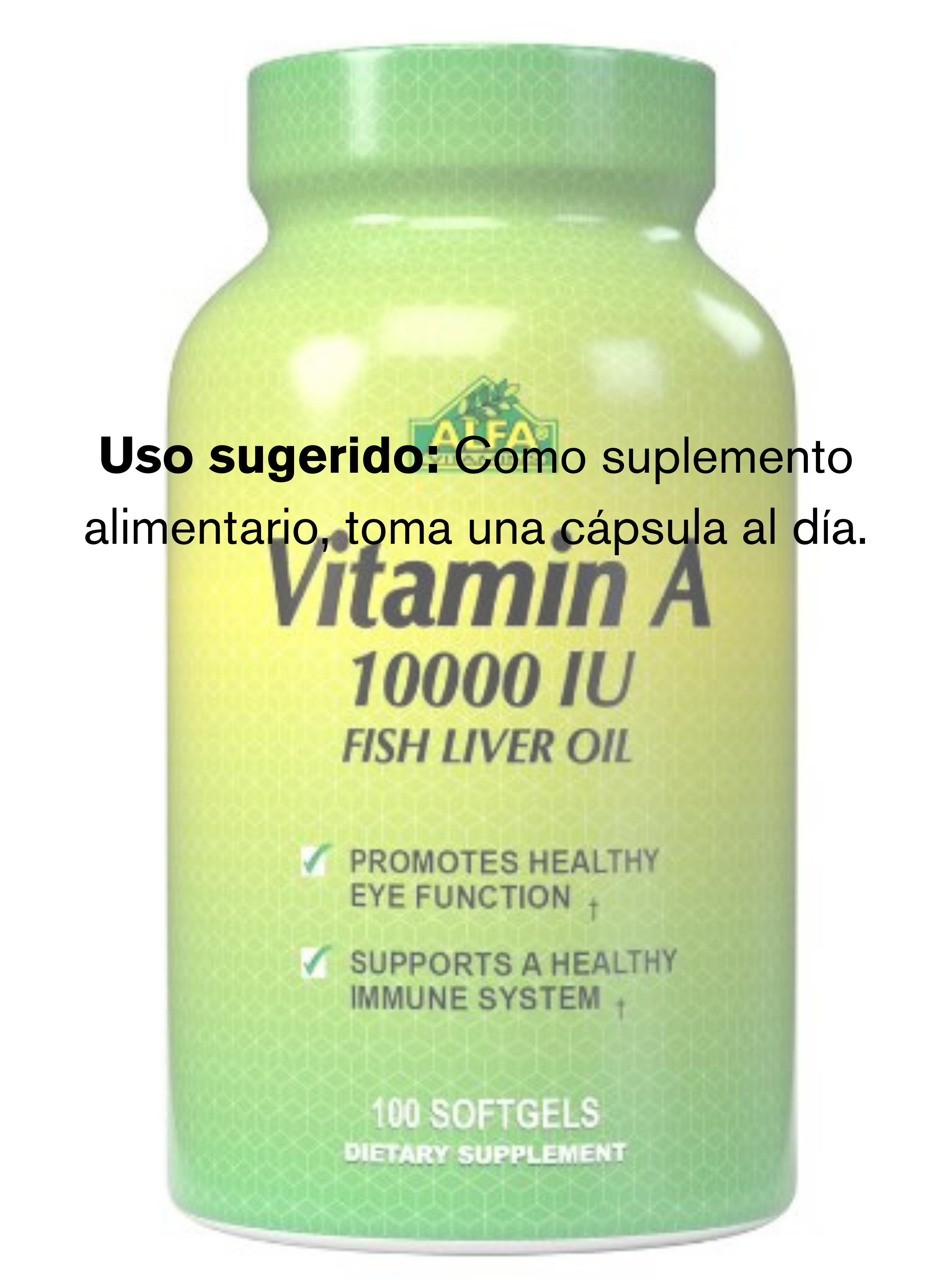 Vitamina A 10000 UI 100 cápsulas blandas Alfa Vitamins-2