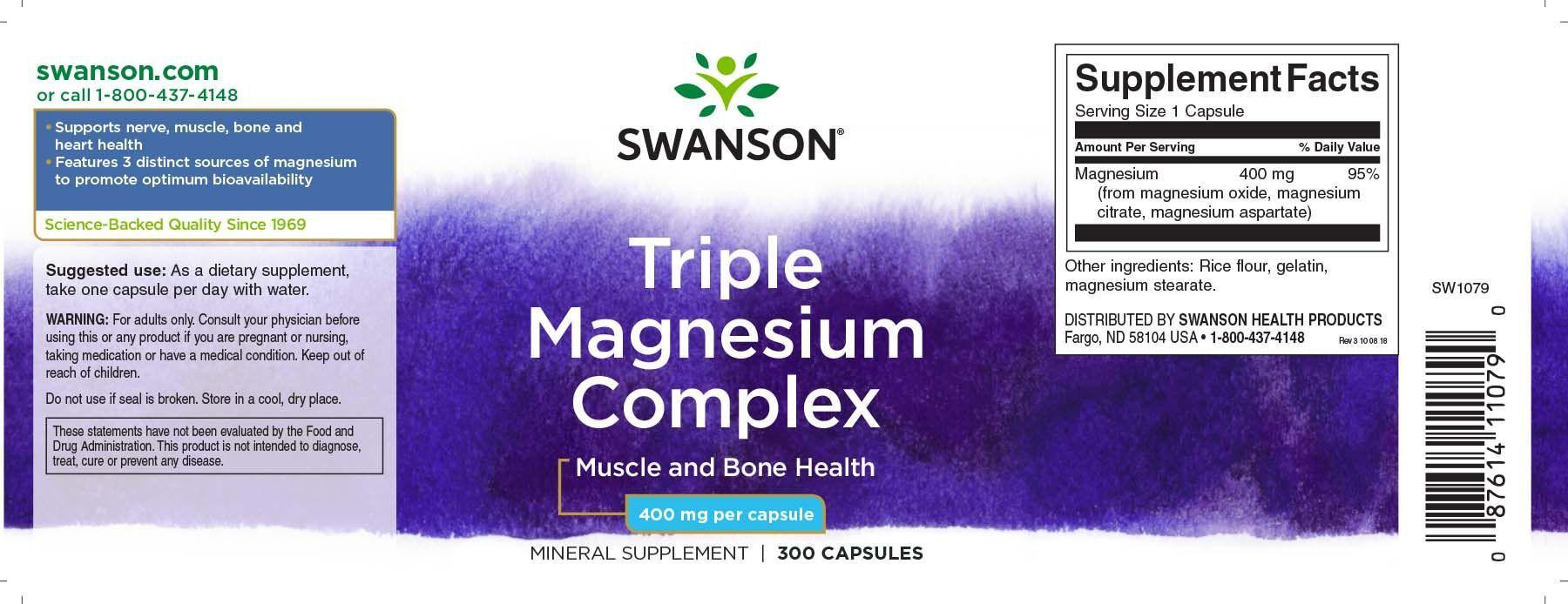 TRIPLE MAGNESIO COMPLEX 400MG 300CAPS SWANSON-1