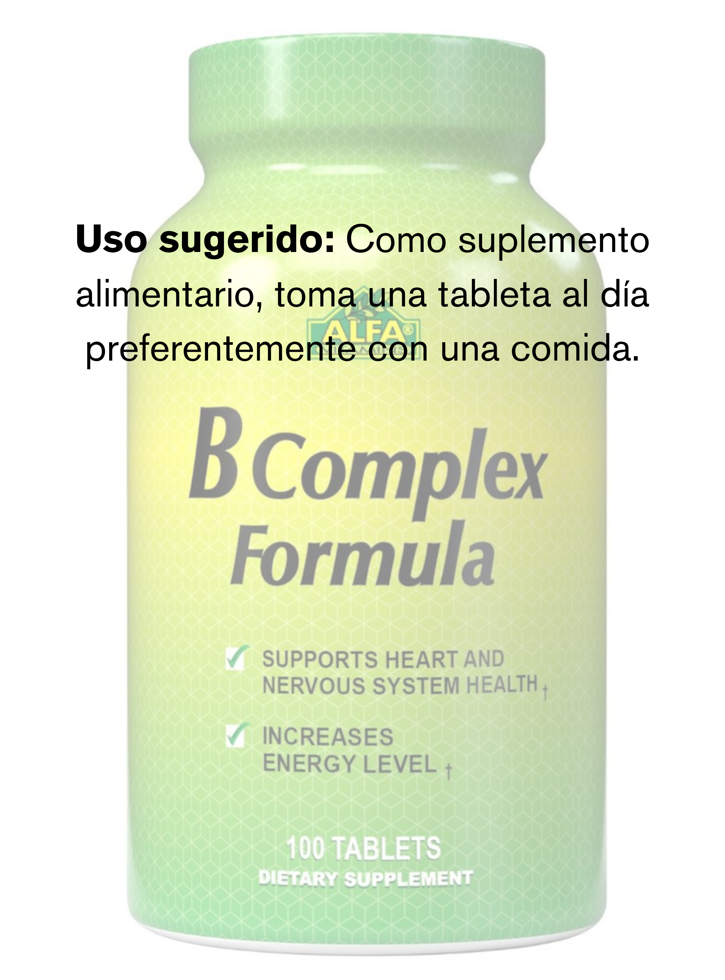 Fórmula Complejo B 100 tabletas Alfa Vitamins-2