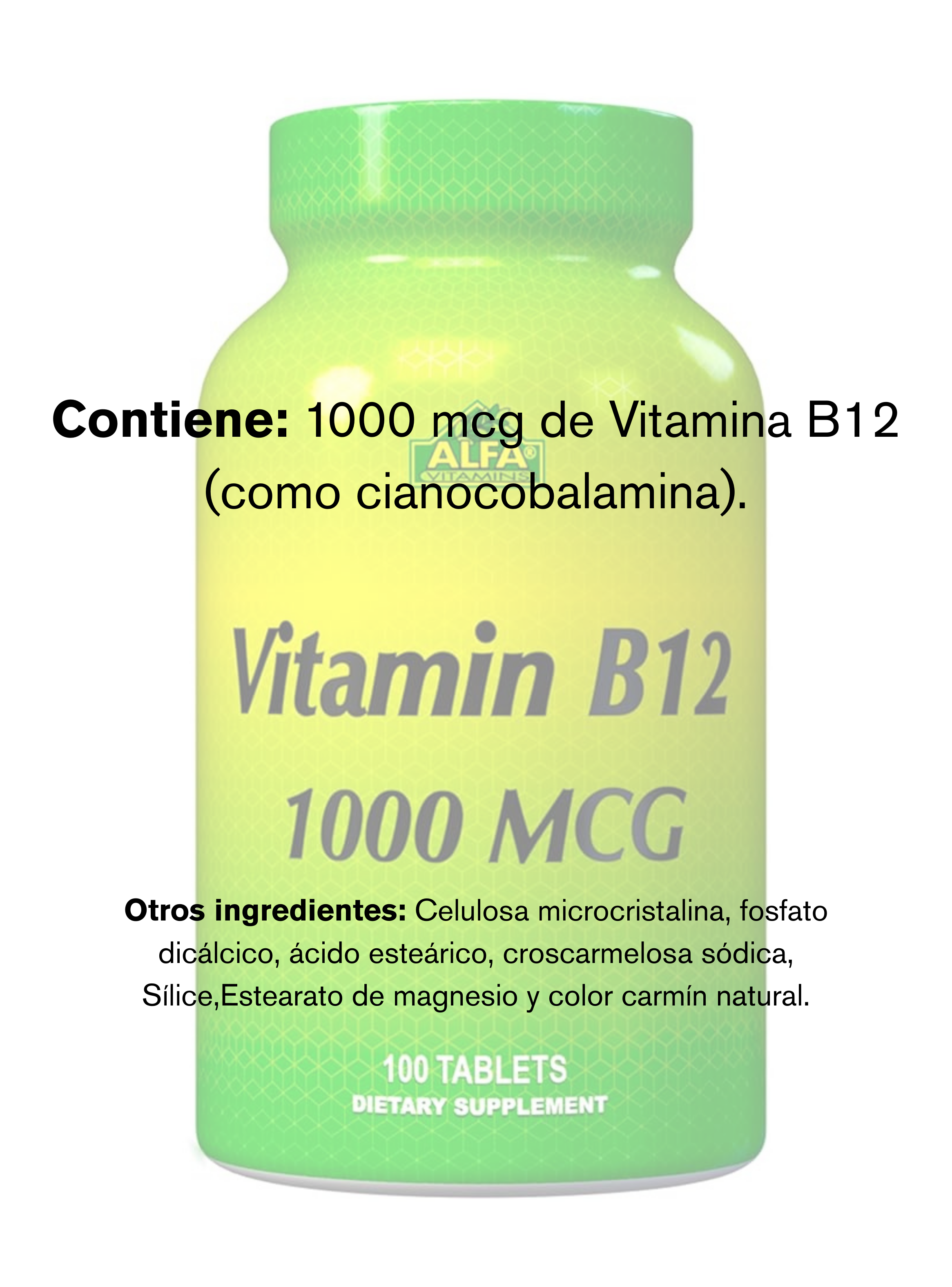 Vitamina B12 1000 mcg 100 tabletas Alfa Vitamins-1