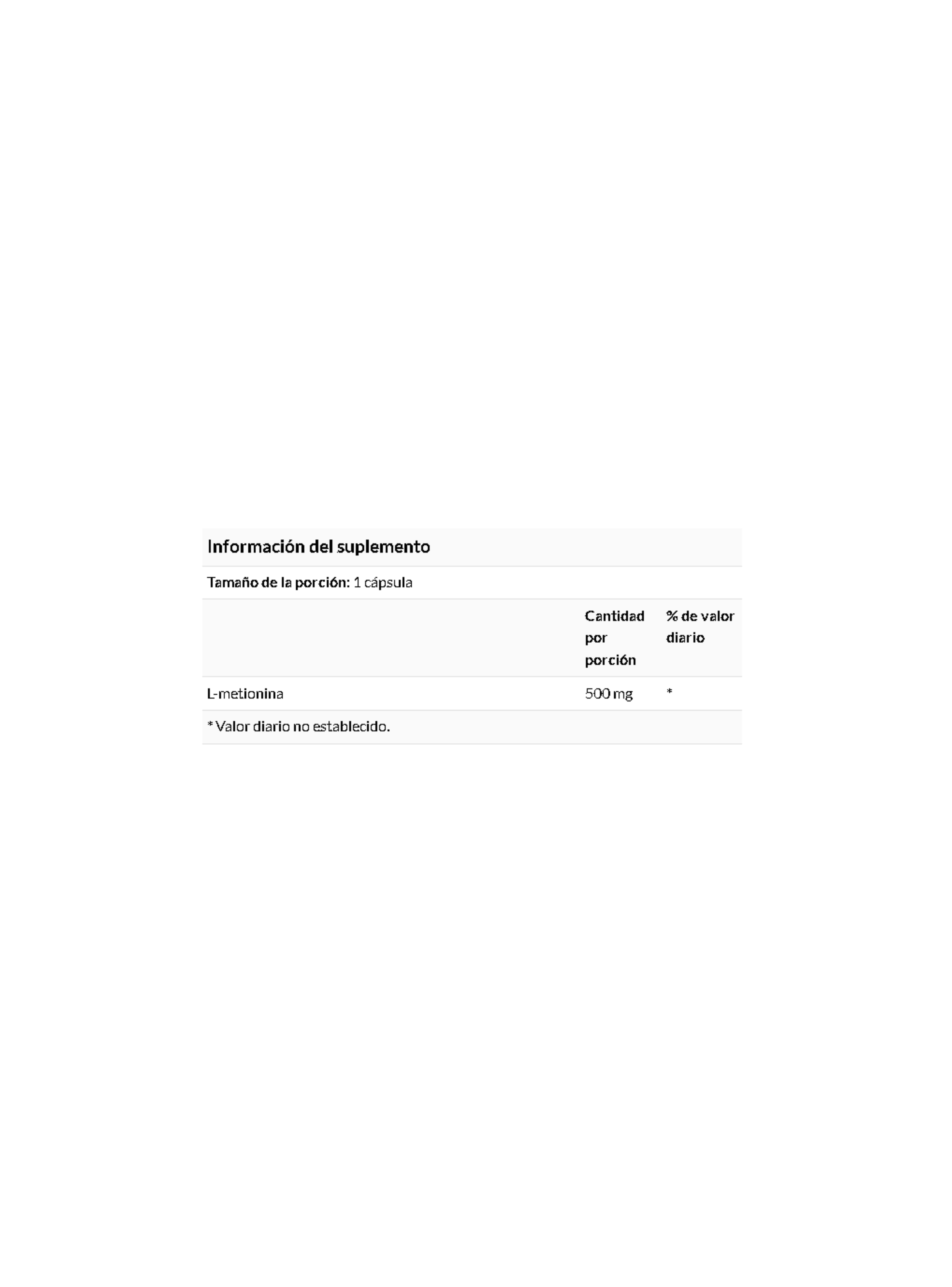 L Metionina 30 Capsulas 500 mg Swanson-1