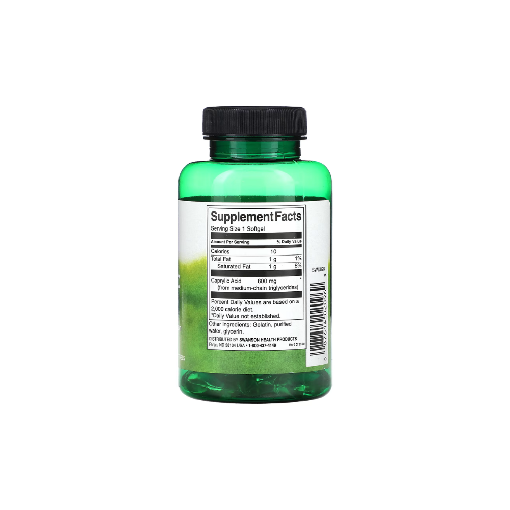 Acido Caprilico 600 mg 60 Cápsulas blandas Swanson -1