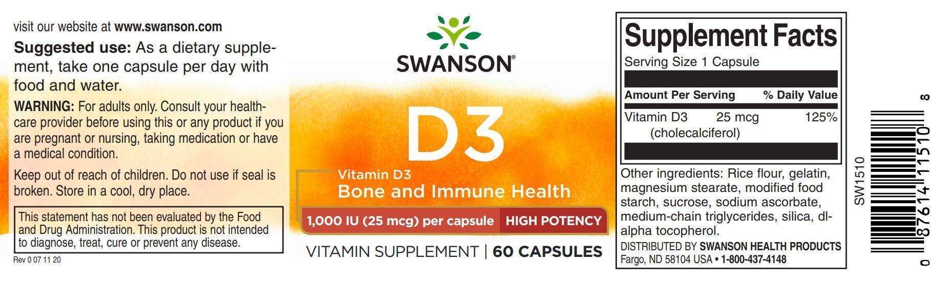 Vitamina D3 1000 Ui 60 CAPS -Alta Potencia-1