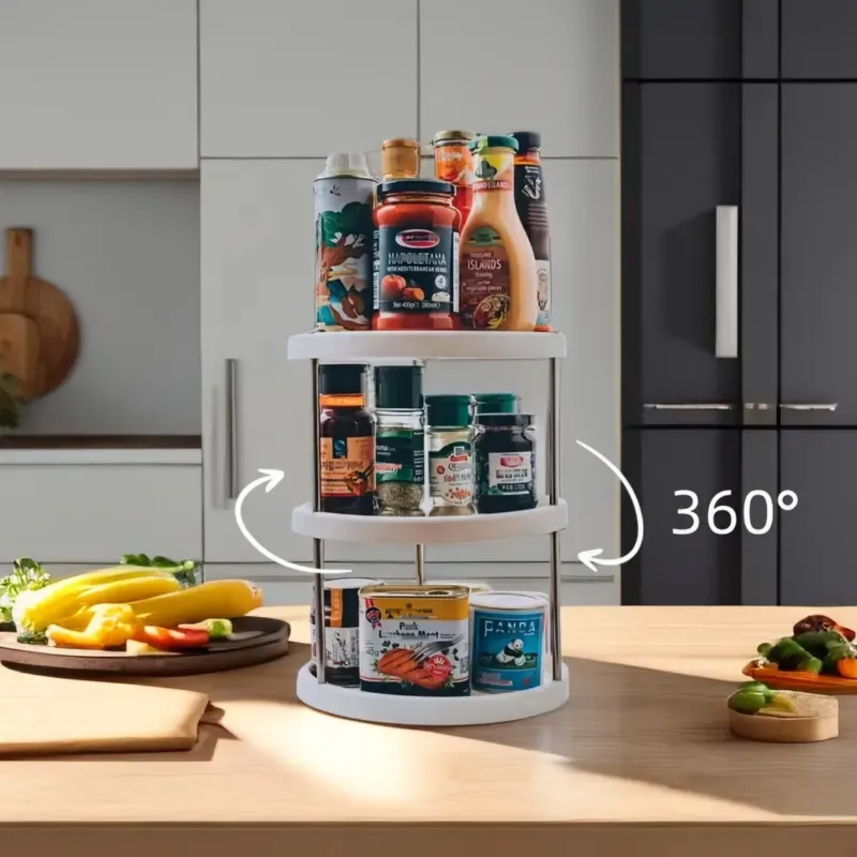 Organizador Giratorio Condimentos Cocina 3 Niveles Multiuso-4
