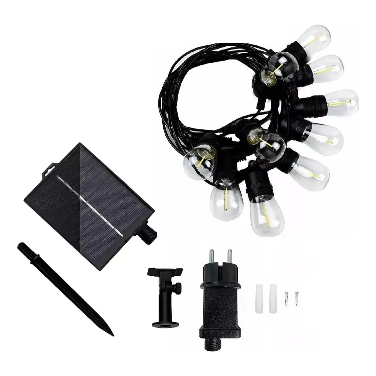 Guirnalda Focos Exterior Recarga Solar 5 Metros Luz Calida-3