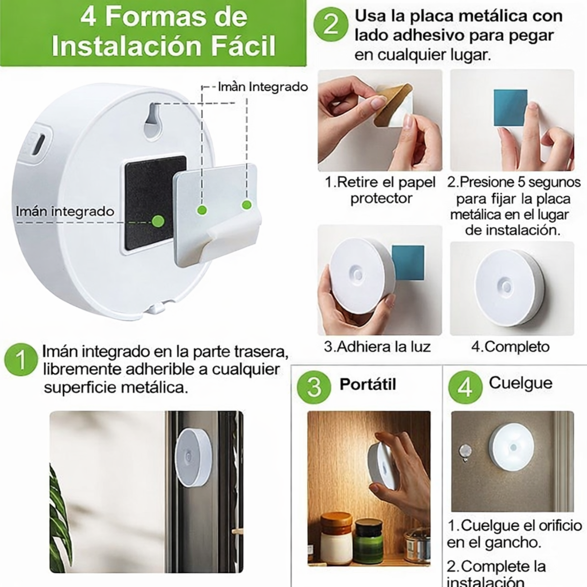 Lampara Led Sensor Movimiento Recargable Closet Y Pasillos-3
