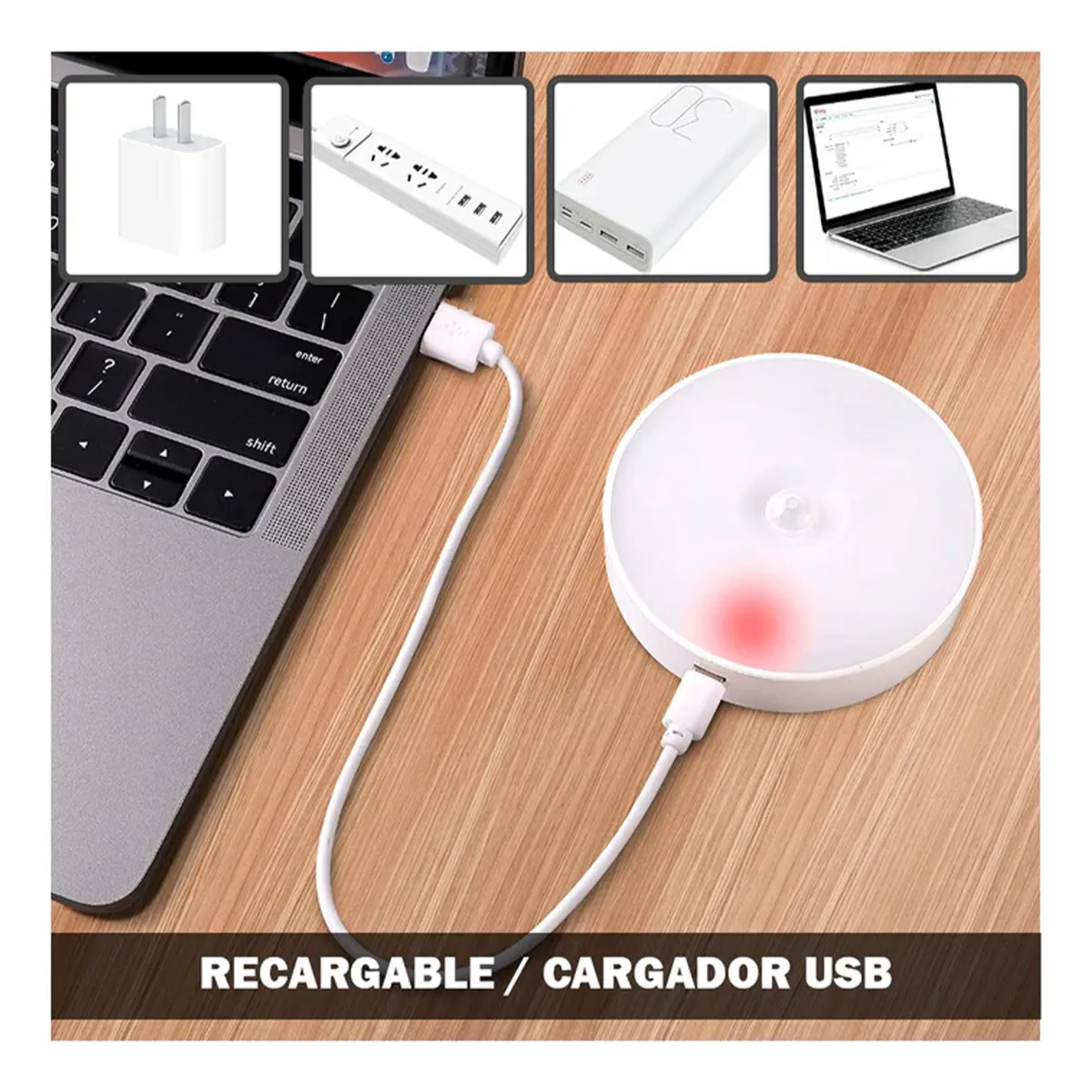 Lampara Led Sensor Movimiento Recargable Closet Y Pasillos-5