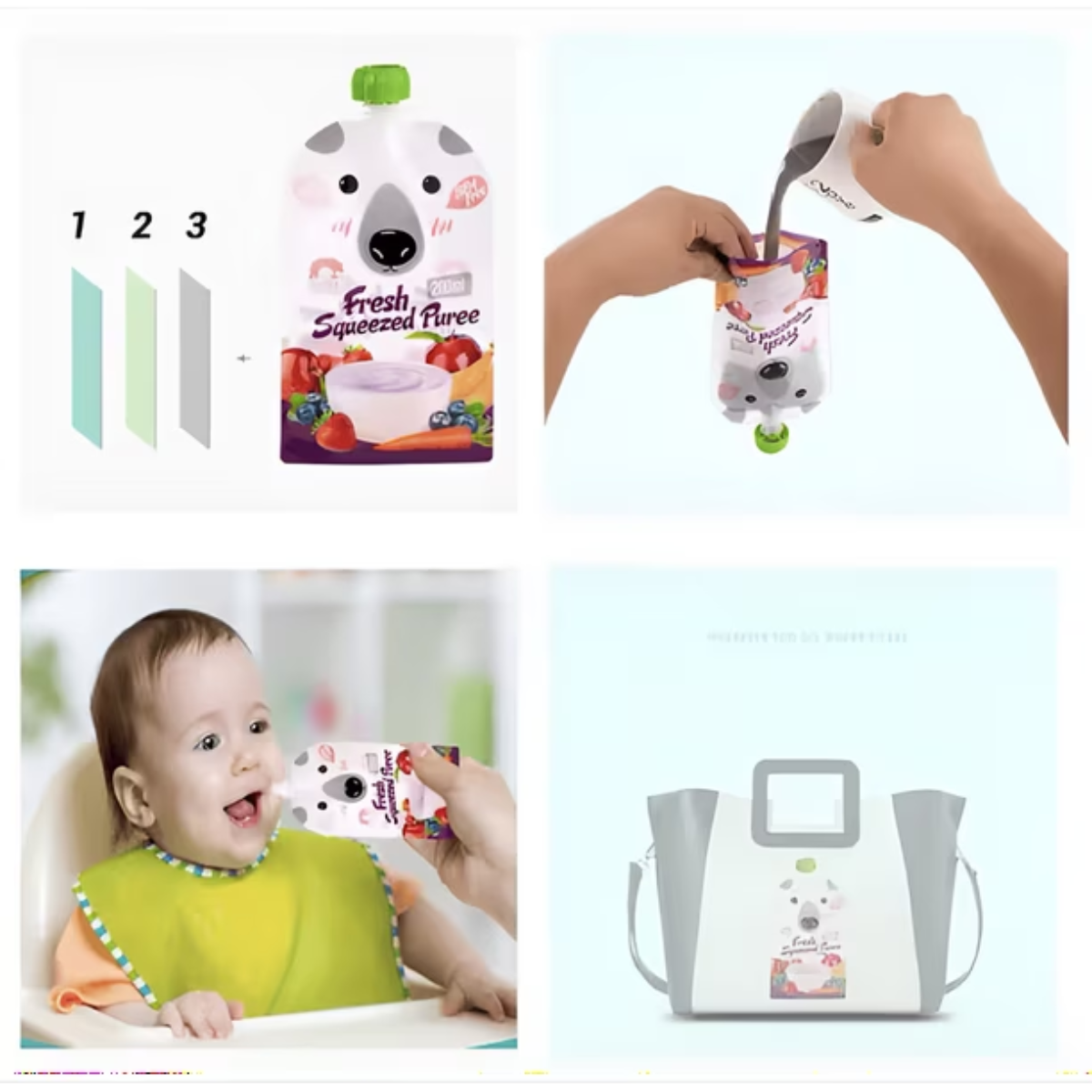 Pack 10 Bolsas Empacadora Para Colados Papilla Bebes 200ml-3
