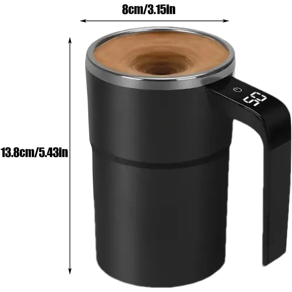 Taza Vaso Mezclador Negro Inalámbrico Recargable Pantalla Led-1