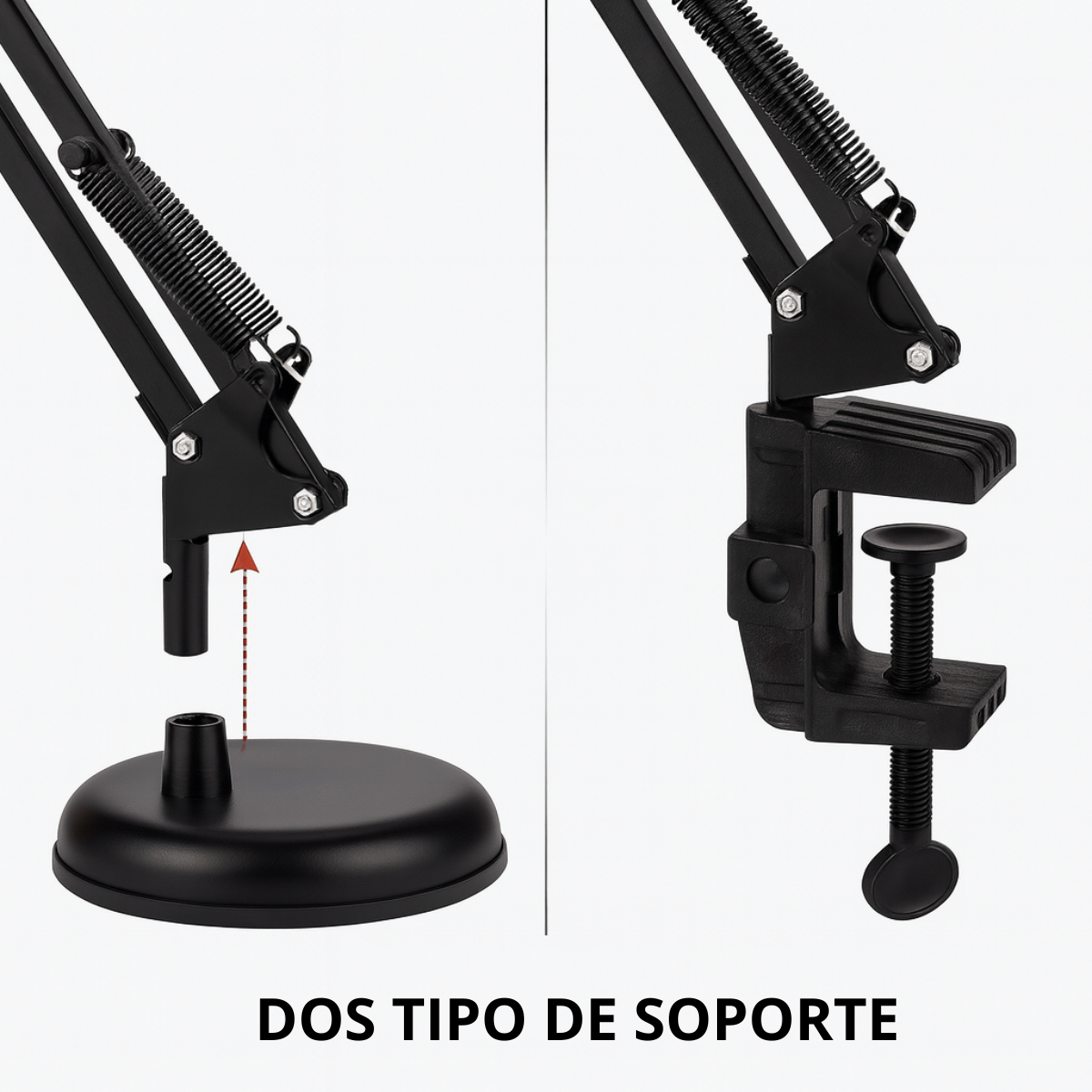 Lámpara De Escritorio Metal Brazo Ajustable Soporte Dual-4