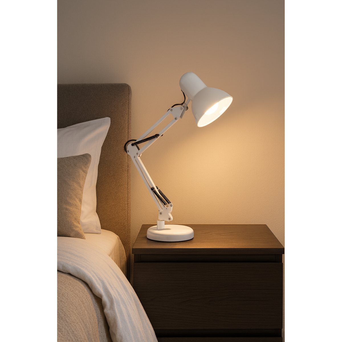 Lámpara De Escritorio Metal Brazo Ajustable Soporte Dual-5
